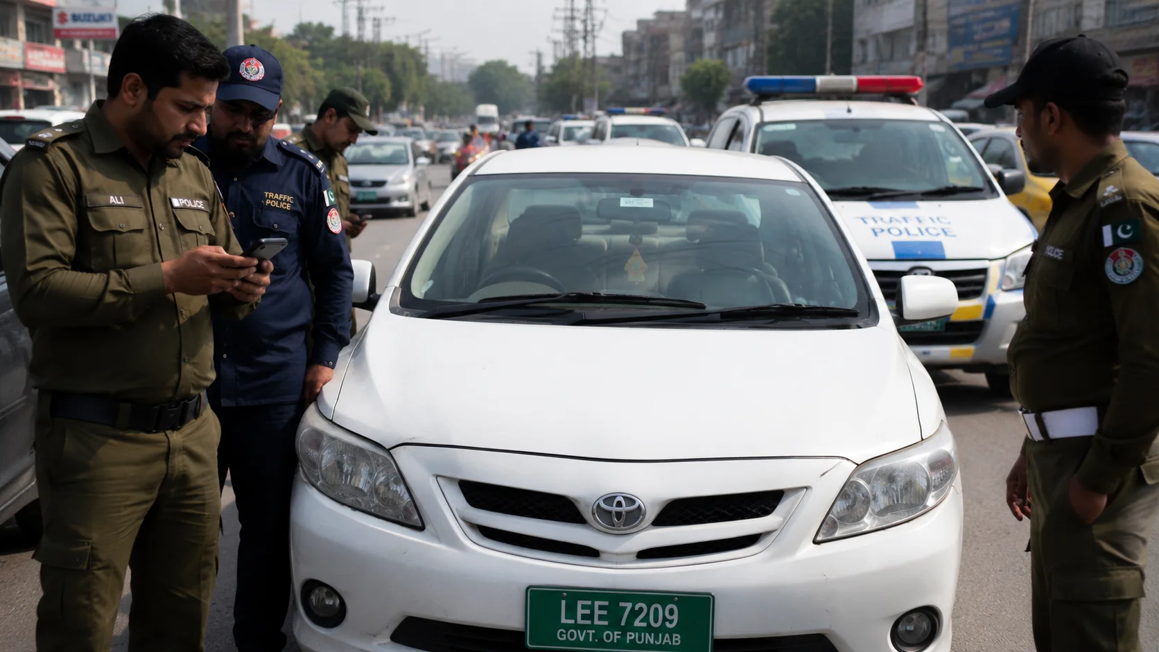 Lahore traffic police monitoring vehicle identification compliance